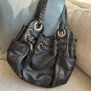 Michael Kors black braided shoulder bag